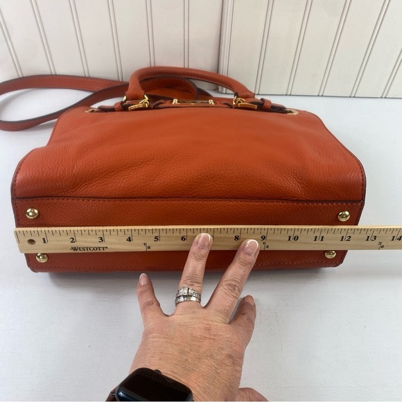 Michael Kors Hamilton Orange Pebble Leather Gold Chain Satchel Shoulder BagPurse - Picture 10 of 16